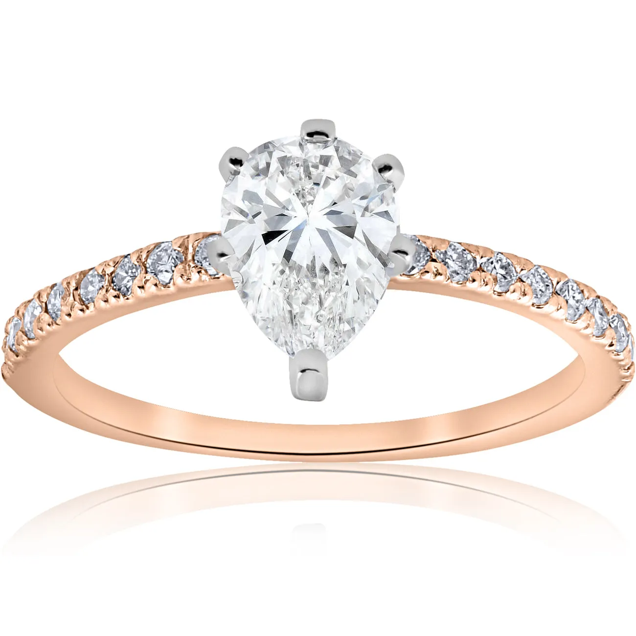 1.1 ct Pear Diamond Engagement Ring Rose Gold