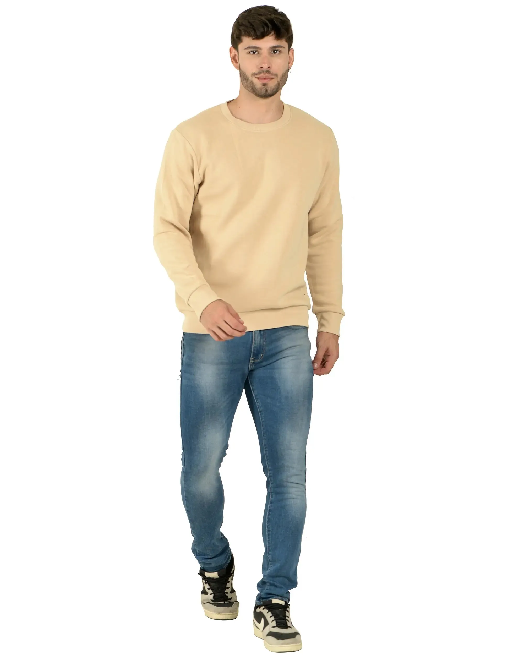 100% Recycled Crew Neck Sweatshirt (Beige)