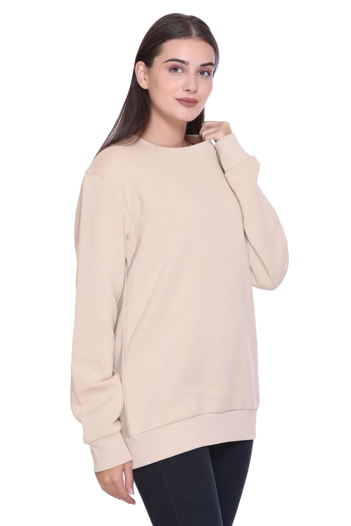 100% Recycled Crew Neck Sweatshirt (Beige)