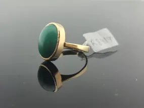 14K Solid Gold Bezel Set Emerald Ring R8914