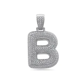 14K White Gold 'B' Pendant for Men with 7.78 CT Diamond