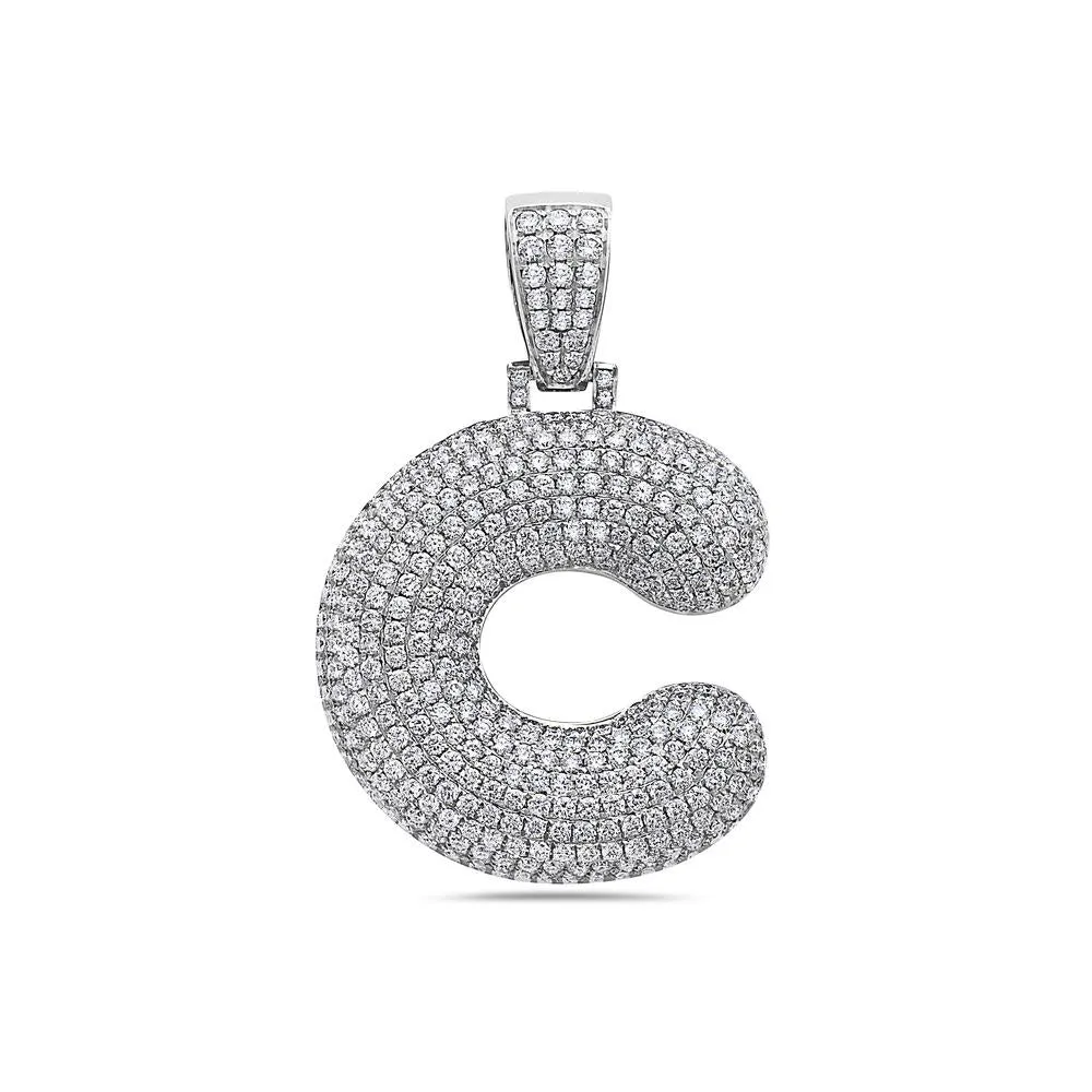 14K White Gold Pendant with 7.44 CT Diamonds for Men