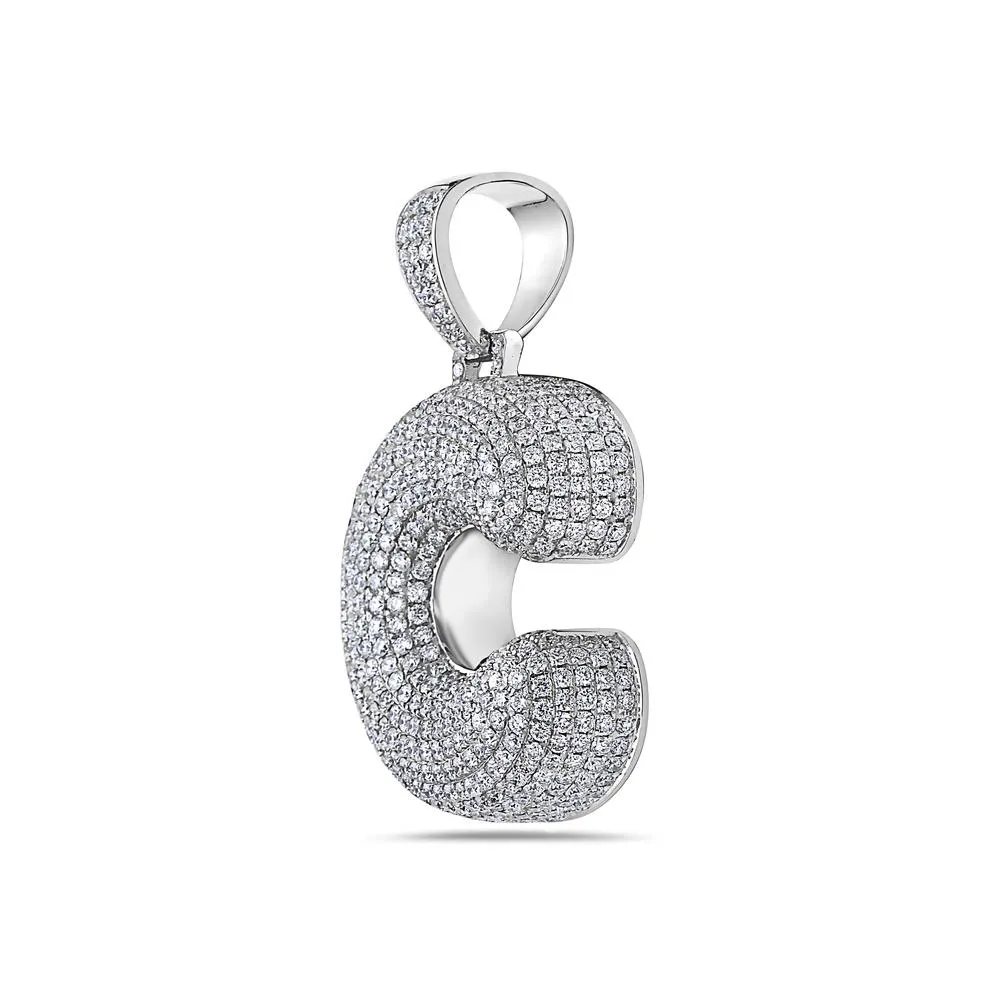 14K White Gold Pendant with 7.44 CT Diamonds for Men