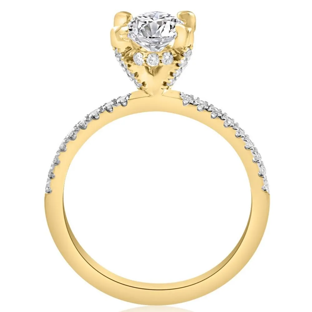 1.5 Ct Oval Lab Grown Diamond Engagement Ring with Diamond Accents in White, Yellow, or Rose Gold