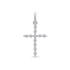 18K White Gold Diamond Cross Pendant - Unisex