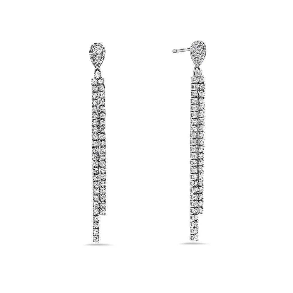 18K White Gold Women's Earrings 2.73 CT Diamonds