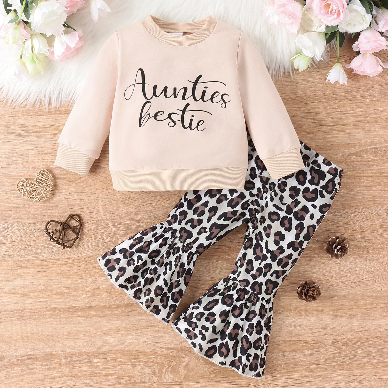 2-piece Baby Girl Letters Top and Leopard Pants Set for Wholesale - Item 240111110