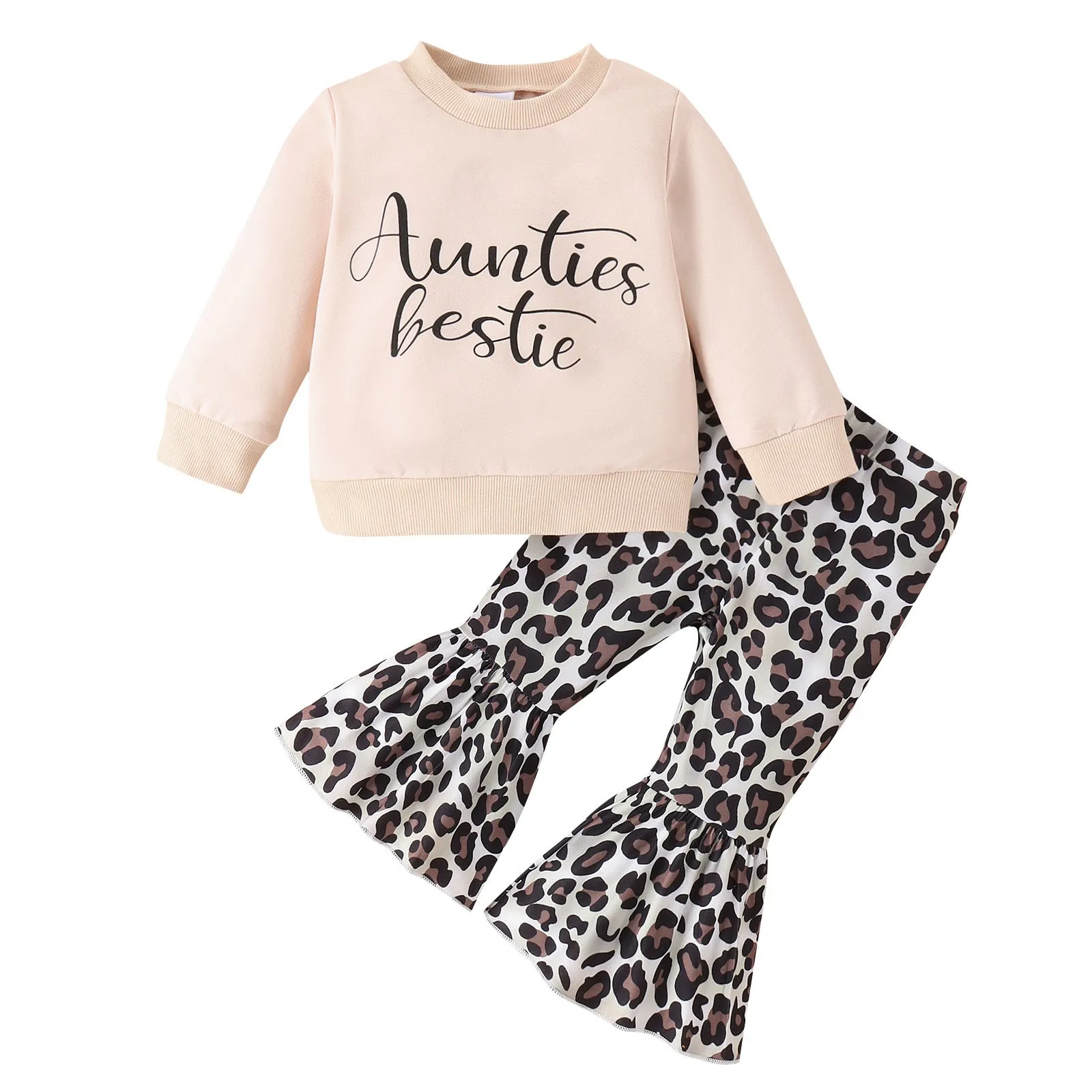 2-piece Baby Girl Letters Top and Leopard Pants Set for Wholesale - Item 240111110