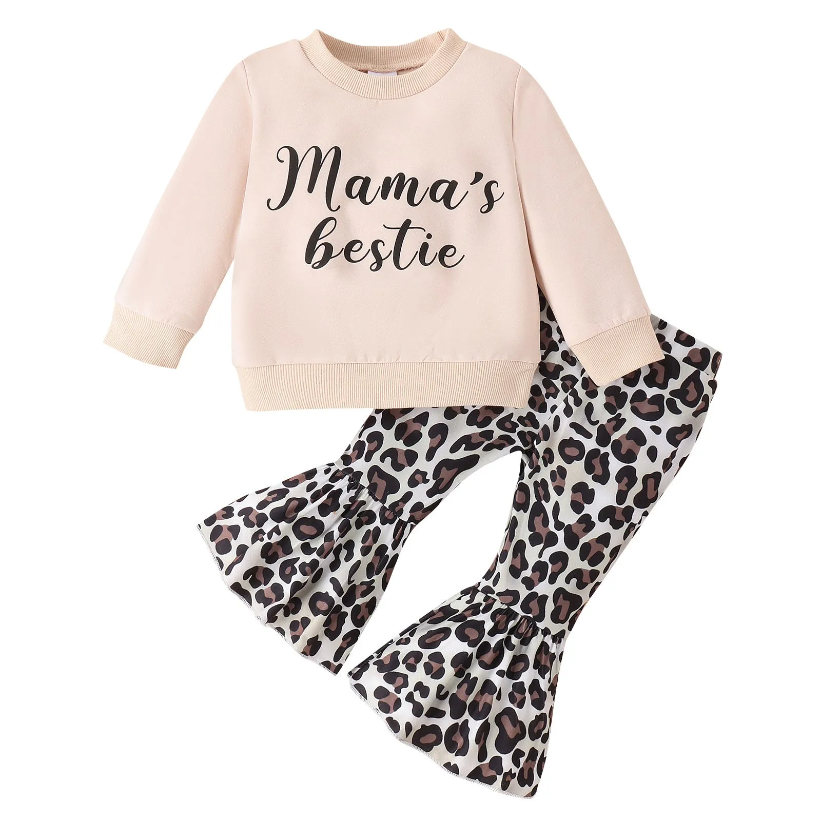 2-piece Baby Girl Letters Top and Leopard Pants Set for Wholesale - Item 240111110