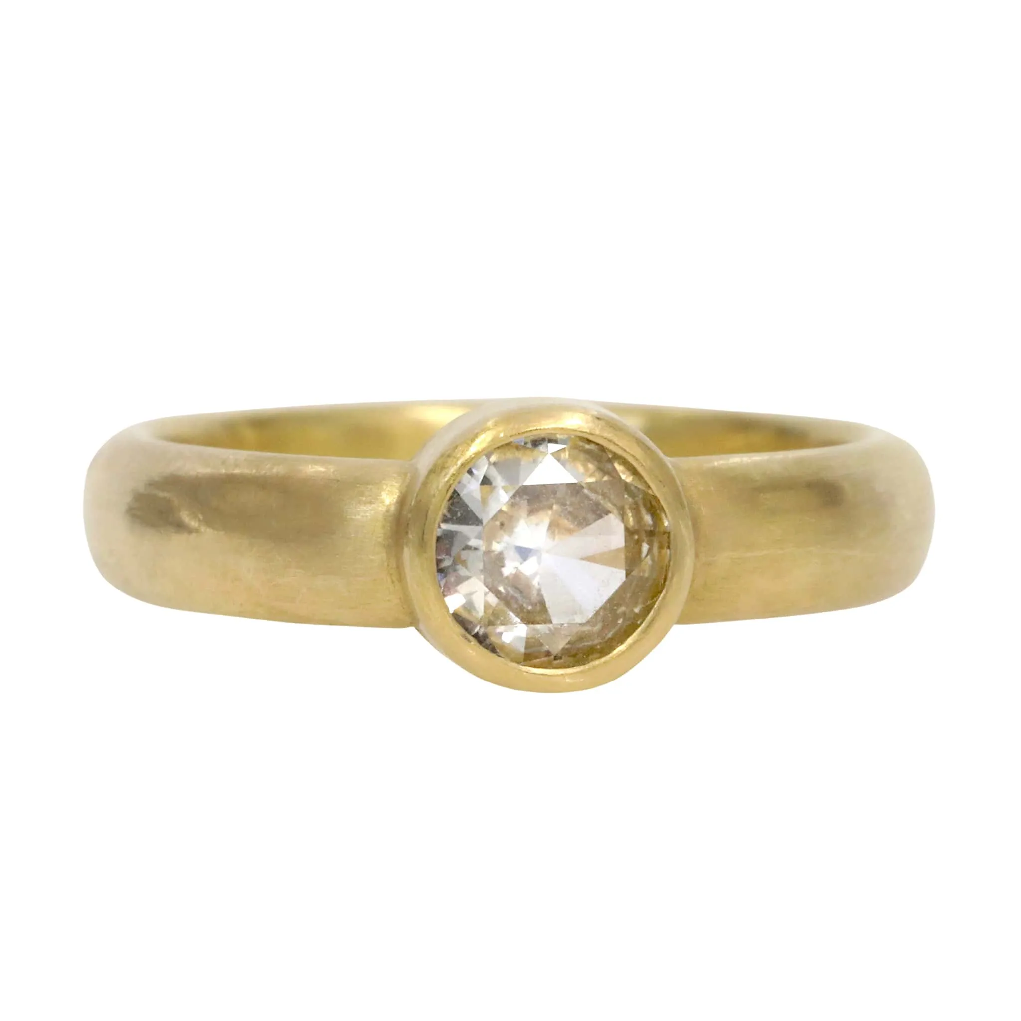 20 & 22K Gold Bezel-Set Round White Sapphire Ring