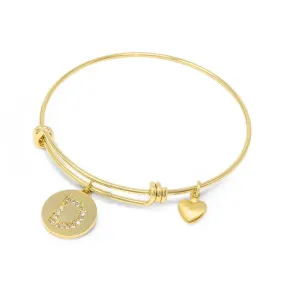 20kt Gold Plated Initial Bracelet with Crystal Detail - Letter D