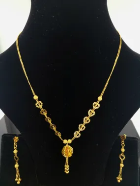 22K Solid Gold Designer Dangling Necklace Set LS1684