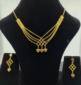 22K Solid Gold Designer Heart Necklaced Set LS1688