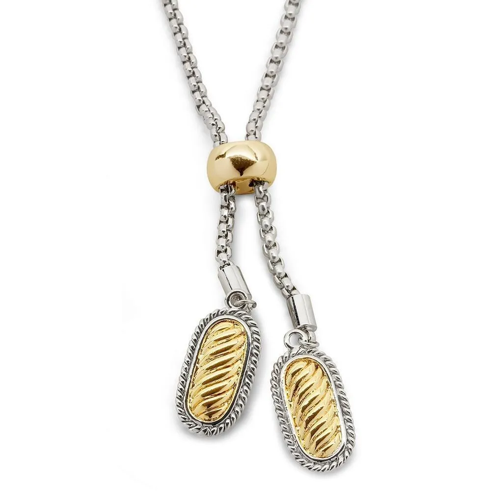 36 Two-Tone Slide Necklace with Two Oval Cable Pendants