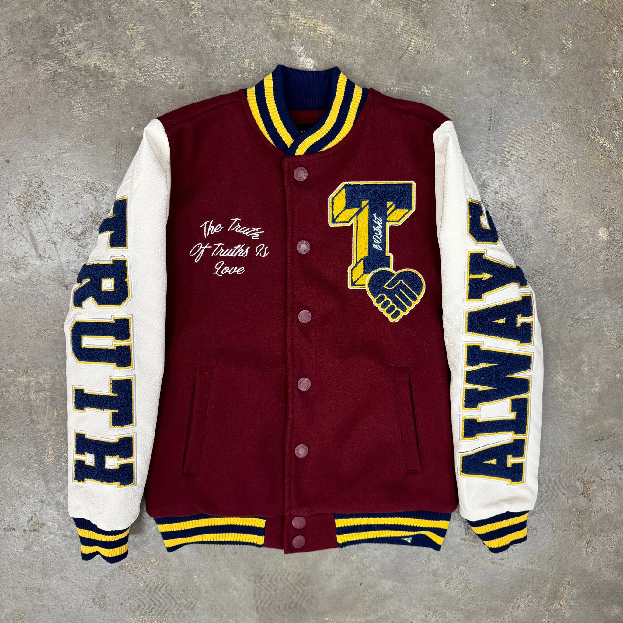 8ight Dstrkt Speak Burgundy Boy's Varsity Jacket