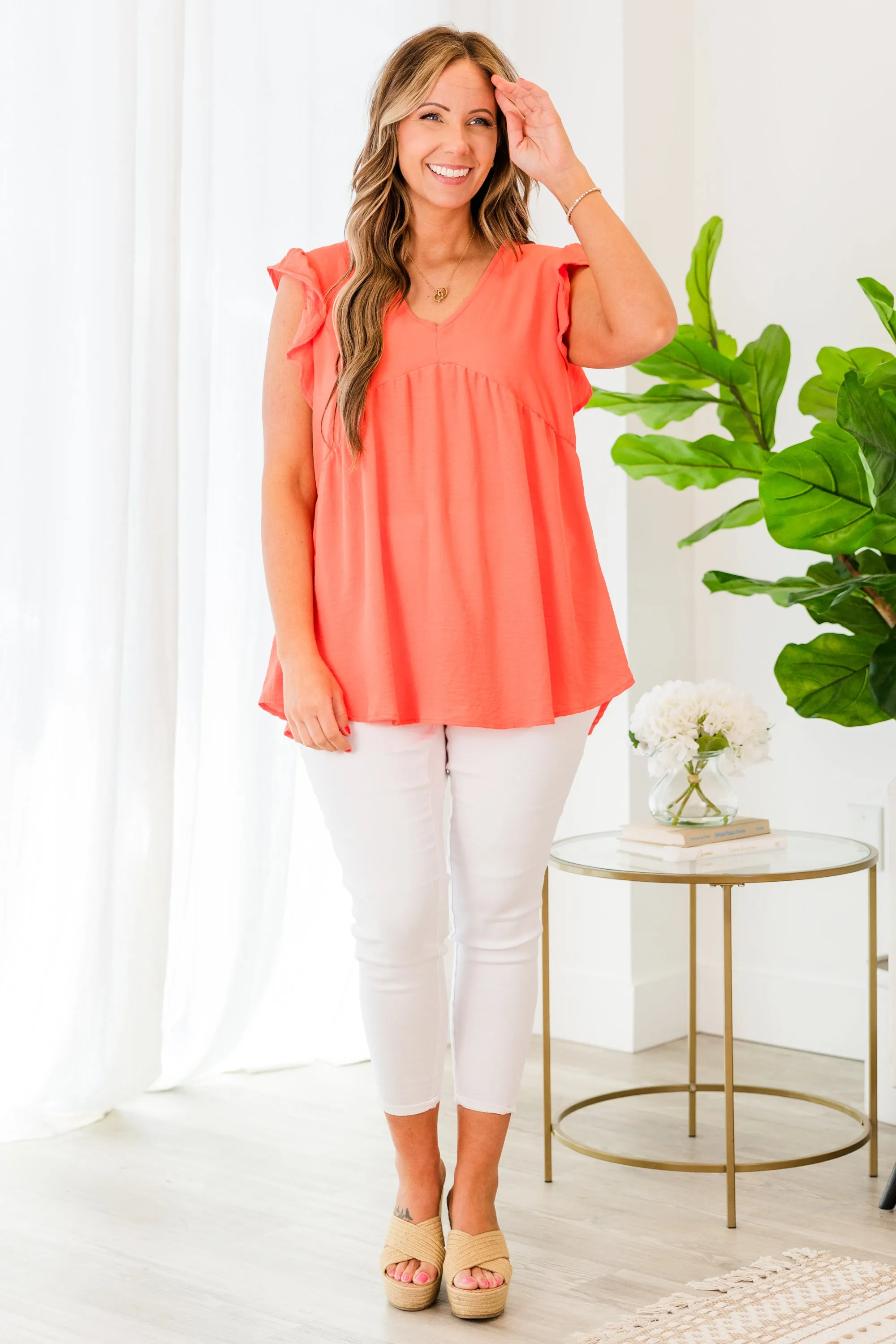 Fire Babydoll Top Coral