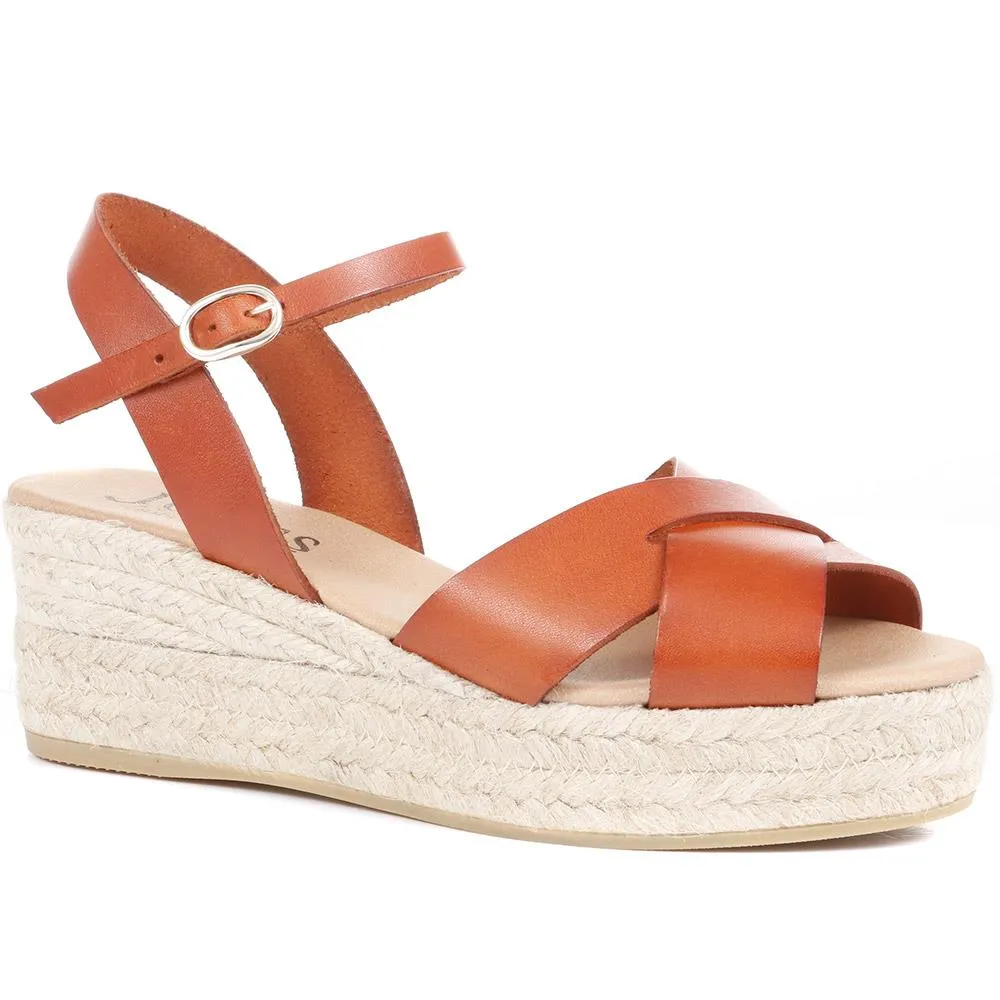 Leather Espadrille Wedges