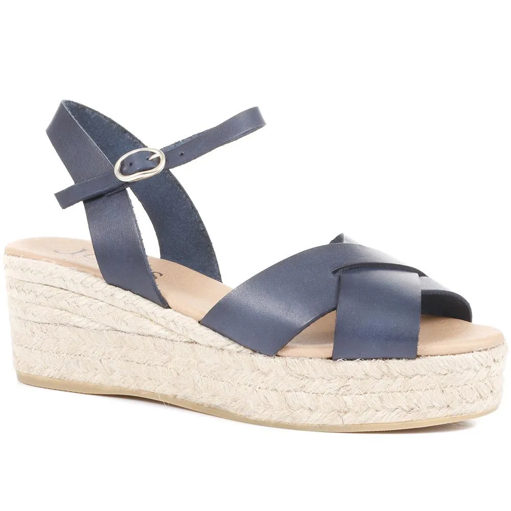 Leather Espadrille Wedges