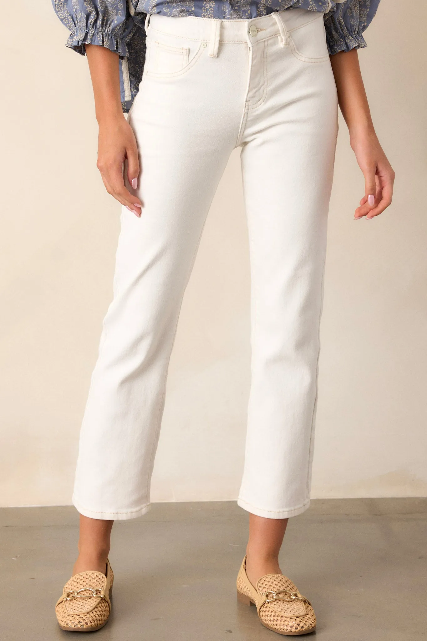 All My Life White High Waisted Straight Leg Jeans