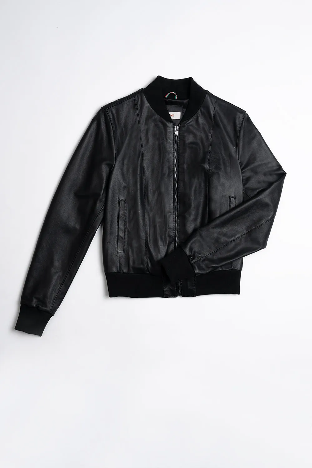 Ambra black leather bomber