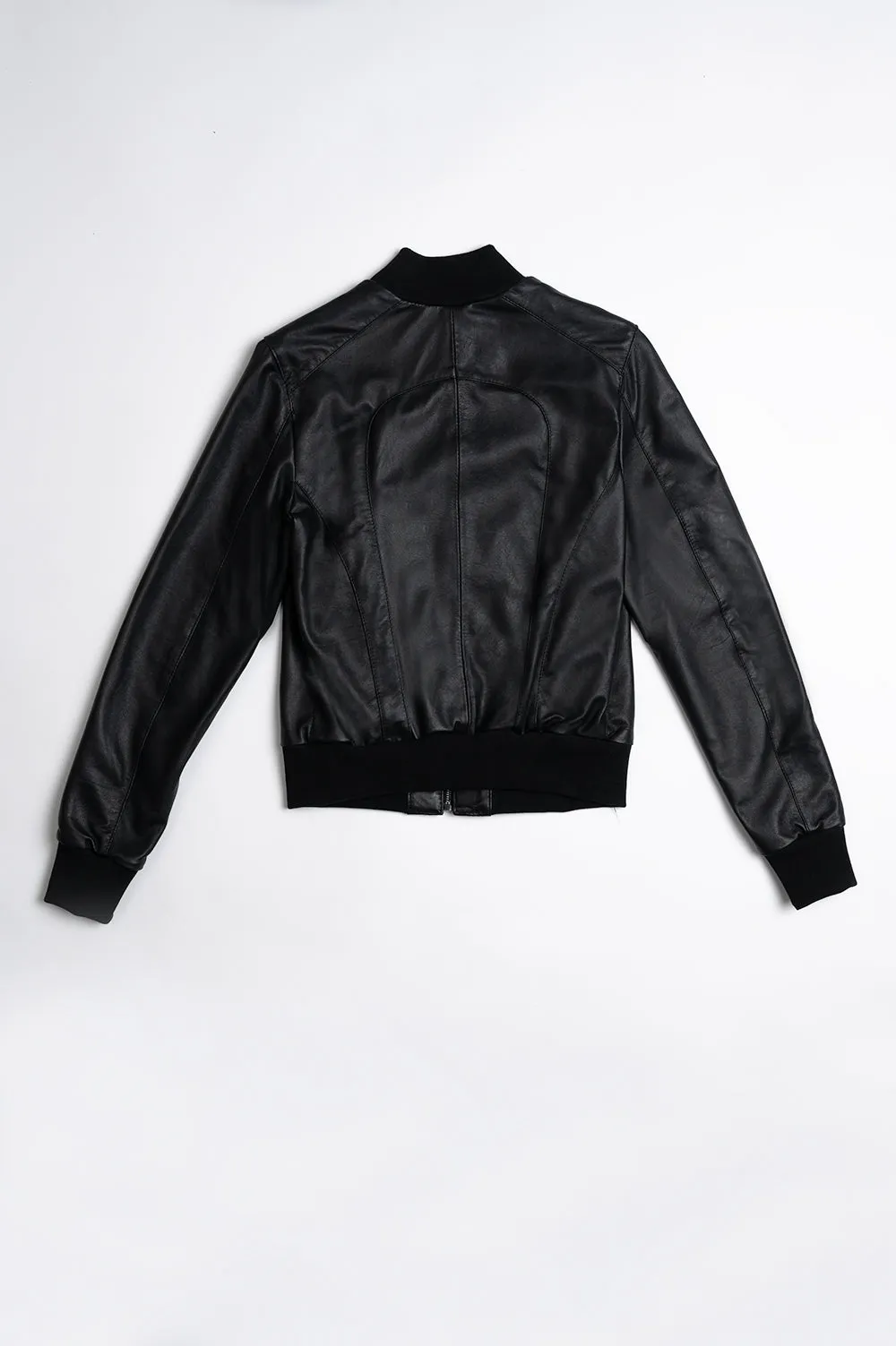 Ambra black leather bomber