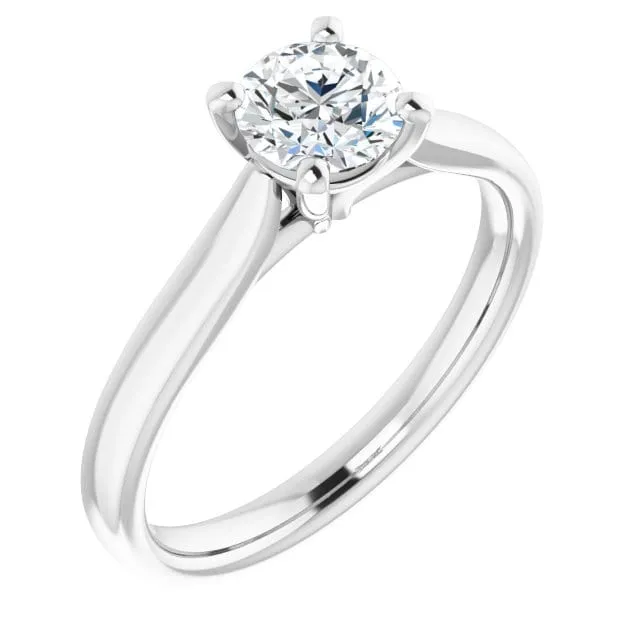 Amelia Ring- White Sapphire Prong Set Cathedral Style Solitaire Engagement Ring