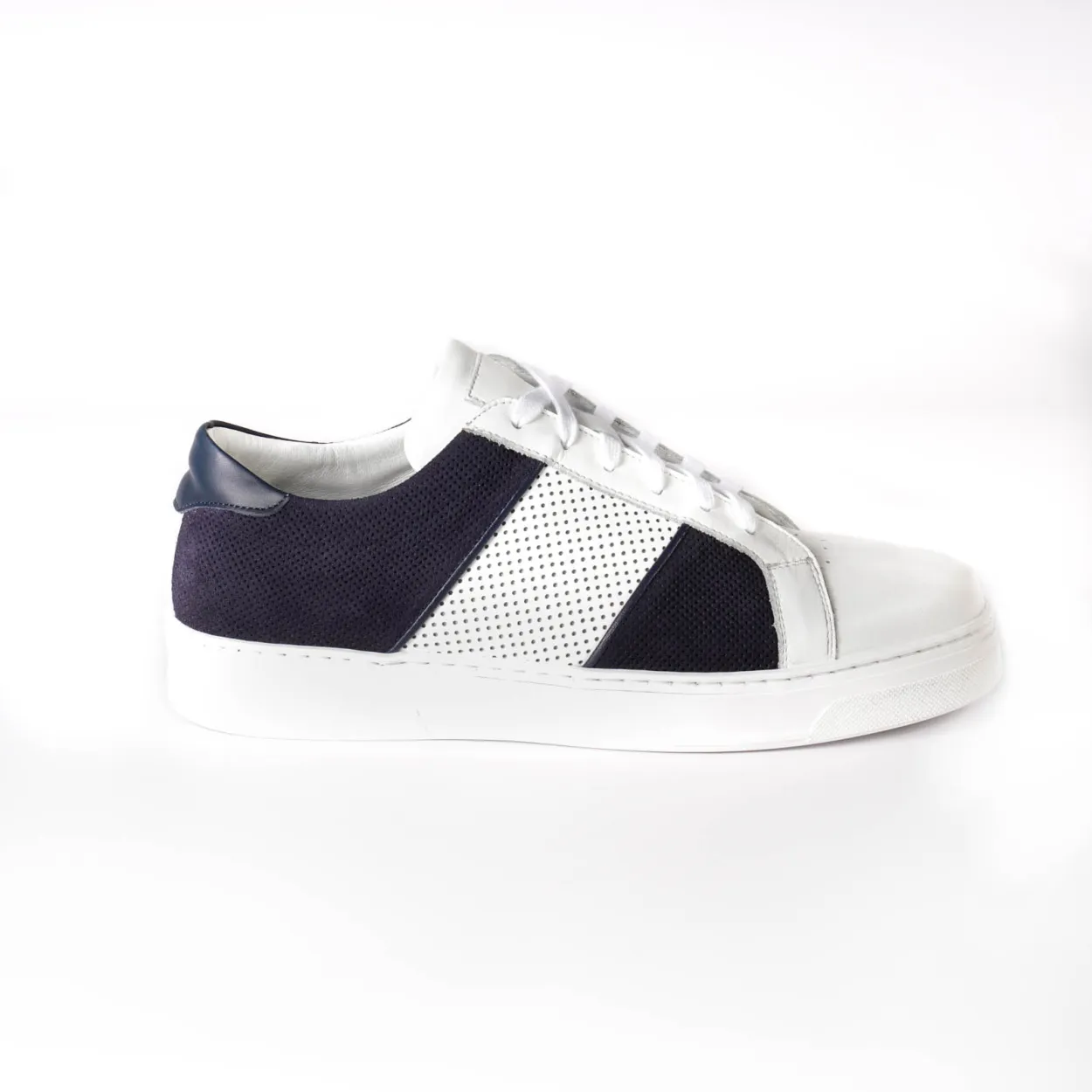 Andrea Nobile White and Blue Sneakers