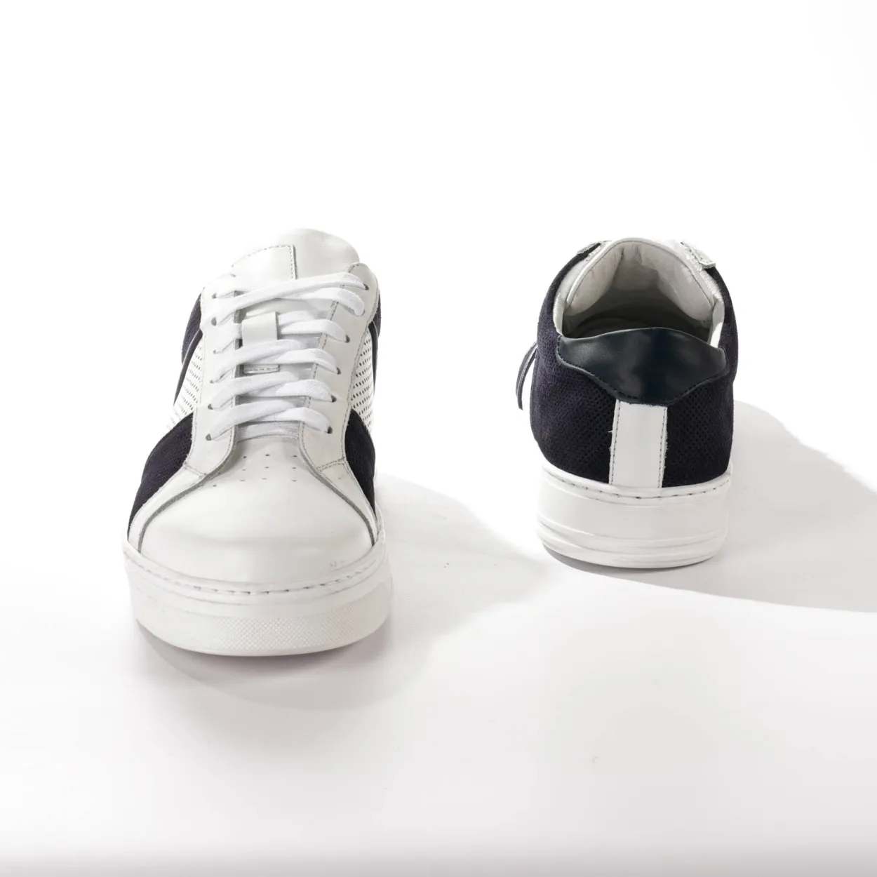 Andrea Nobile White and Blue Sneakers