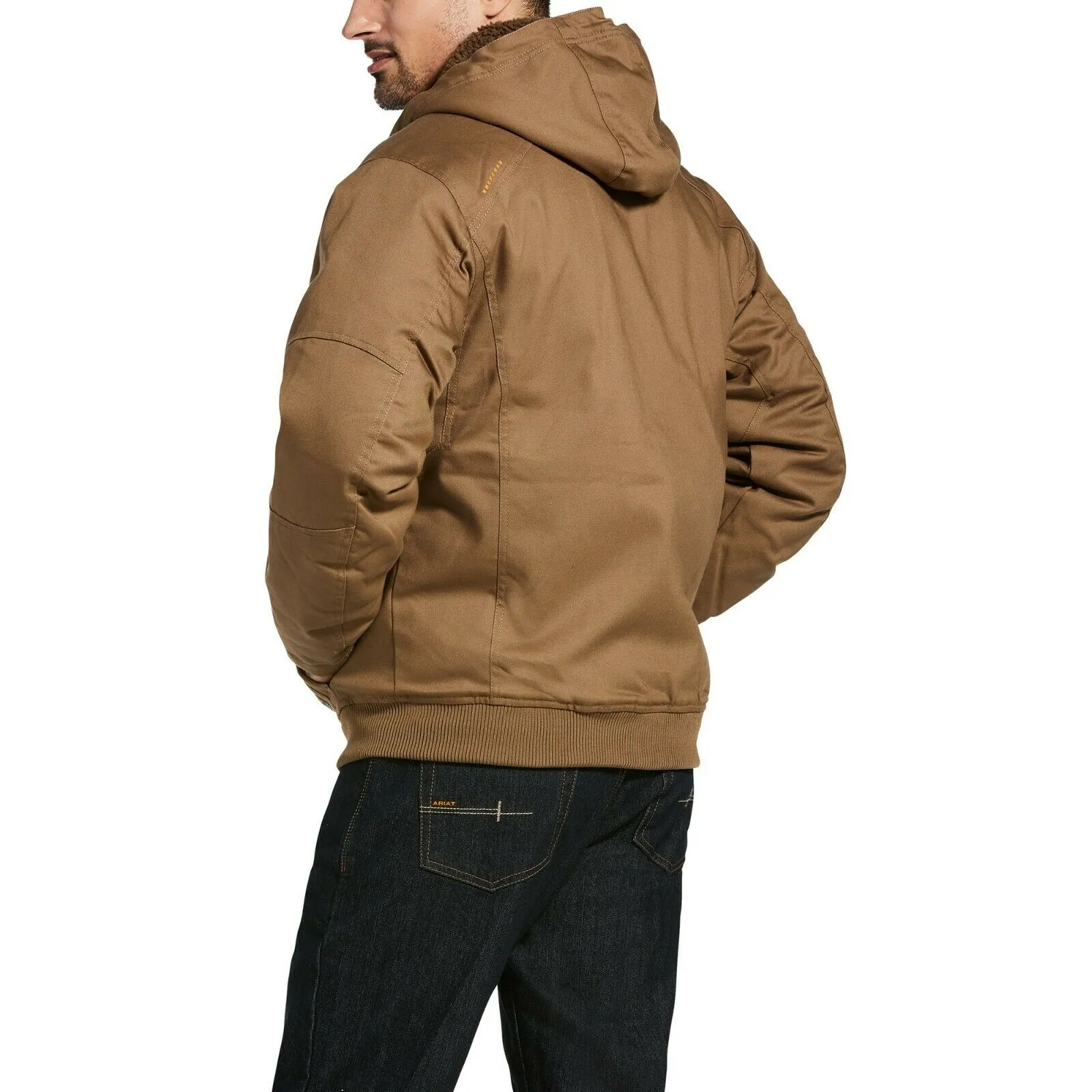 Men's Ariat Rebar DuraCanvas Field Hooded Jacket - Khaki Brown