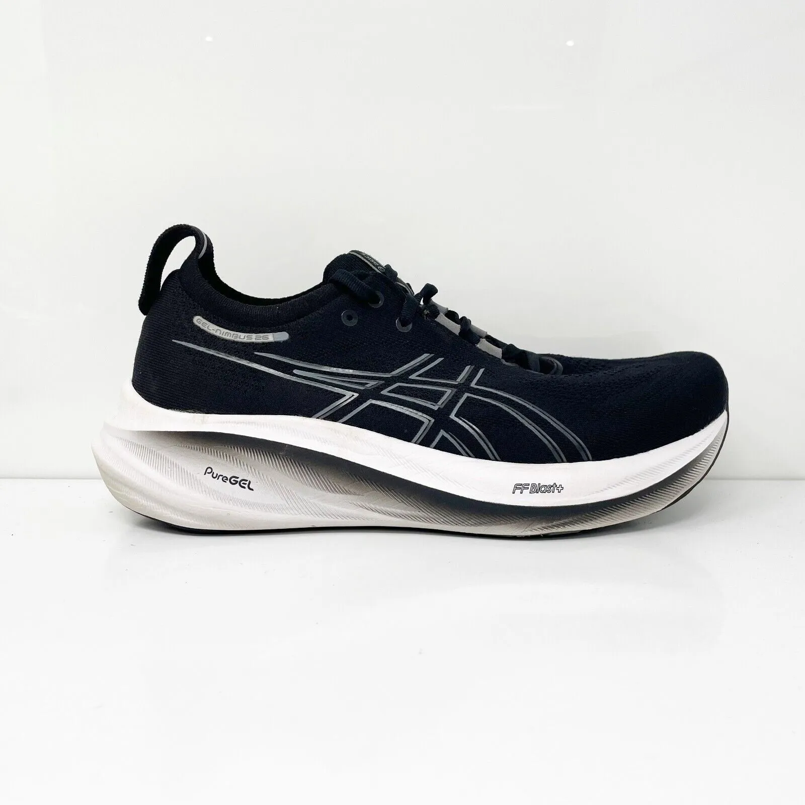 Asics Mens Gel Nimbus 26 1011B796 Black Running Shoes Sneakers Size 9.5 W