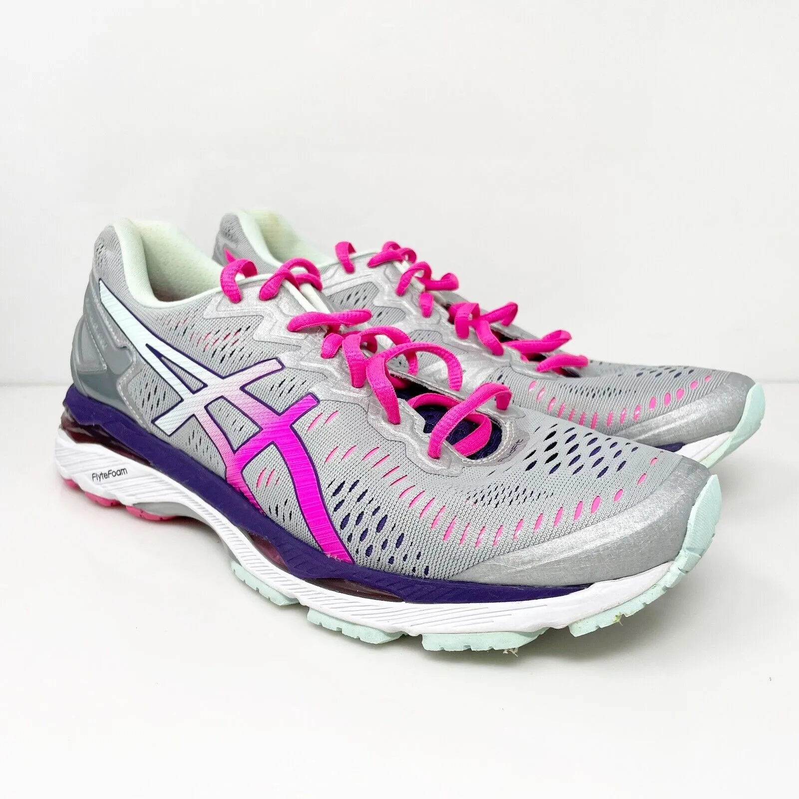 Asics Womens Gel Kayano 23 T696N Gray Running Shoes Sneakers Size 10