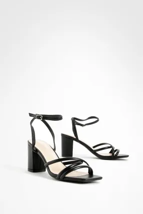 Asymmetric Multi Strap Block Heels