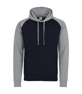 Awdis Just Hoods Adults Unisex Two Tone Hooded Baseball Sweatshirt/Hoodie (Oxford Navy/Heather Gray) - UTRW3928