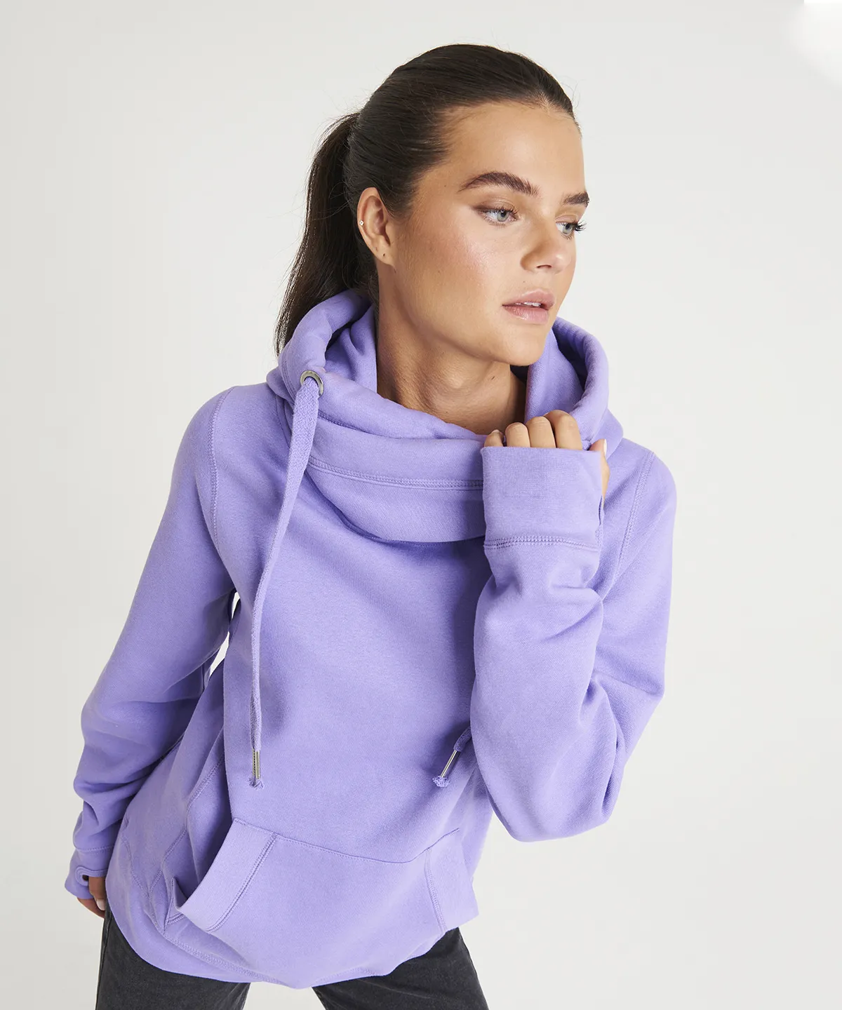 Cross Neck Hoodie by AWDis