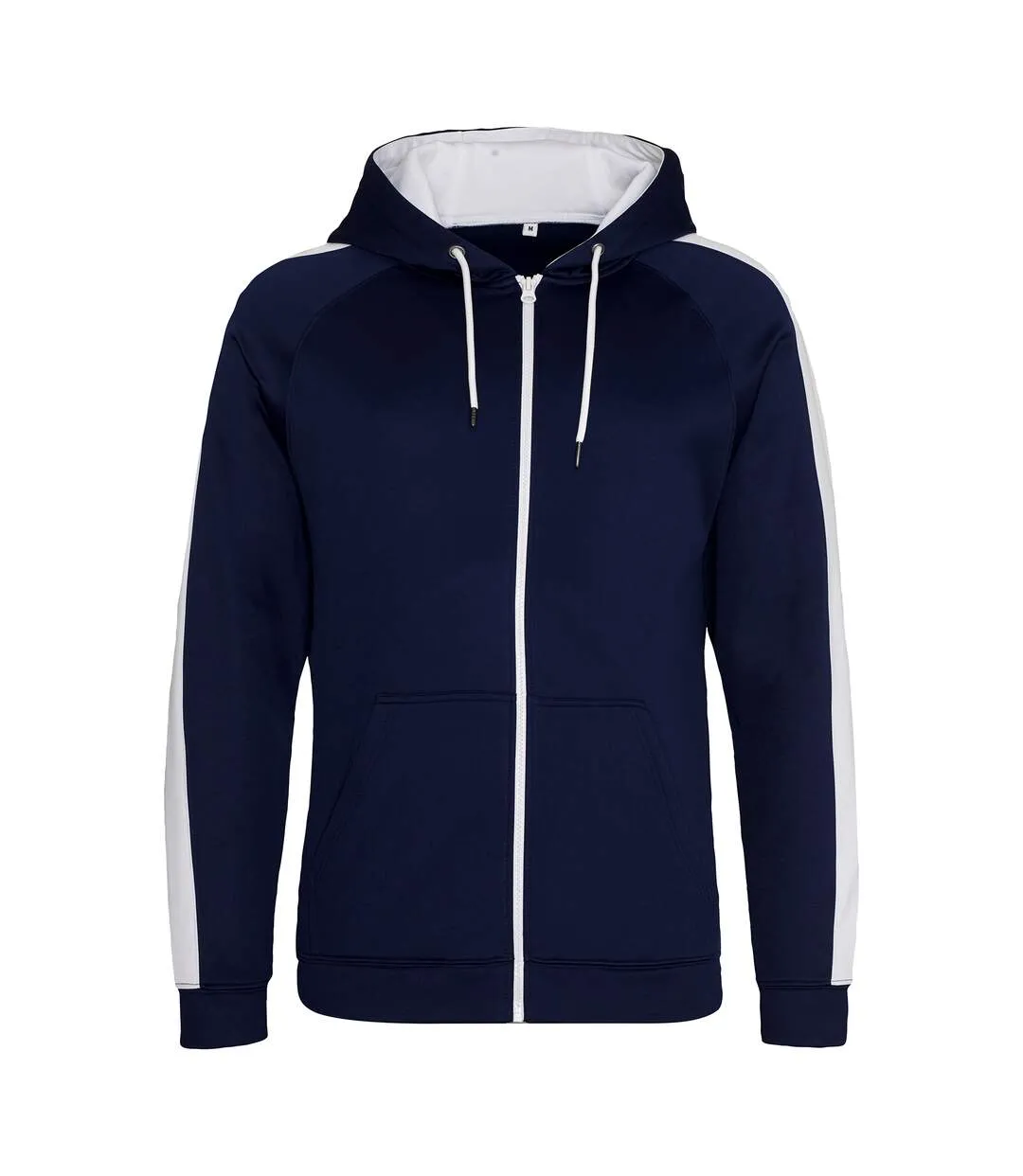 AWDis Just Hoods Mens Contrast Sports Polyester Full Zip Hoodie (Oxford Navy/Arctic White) - UTPC2967