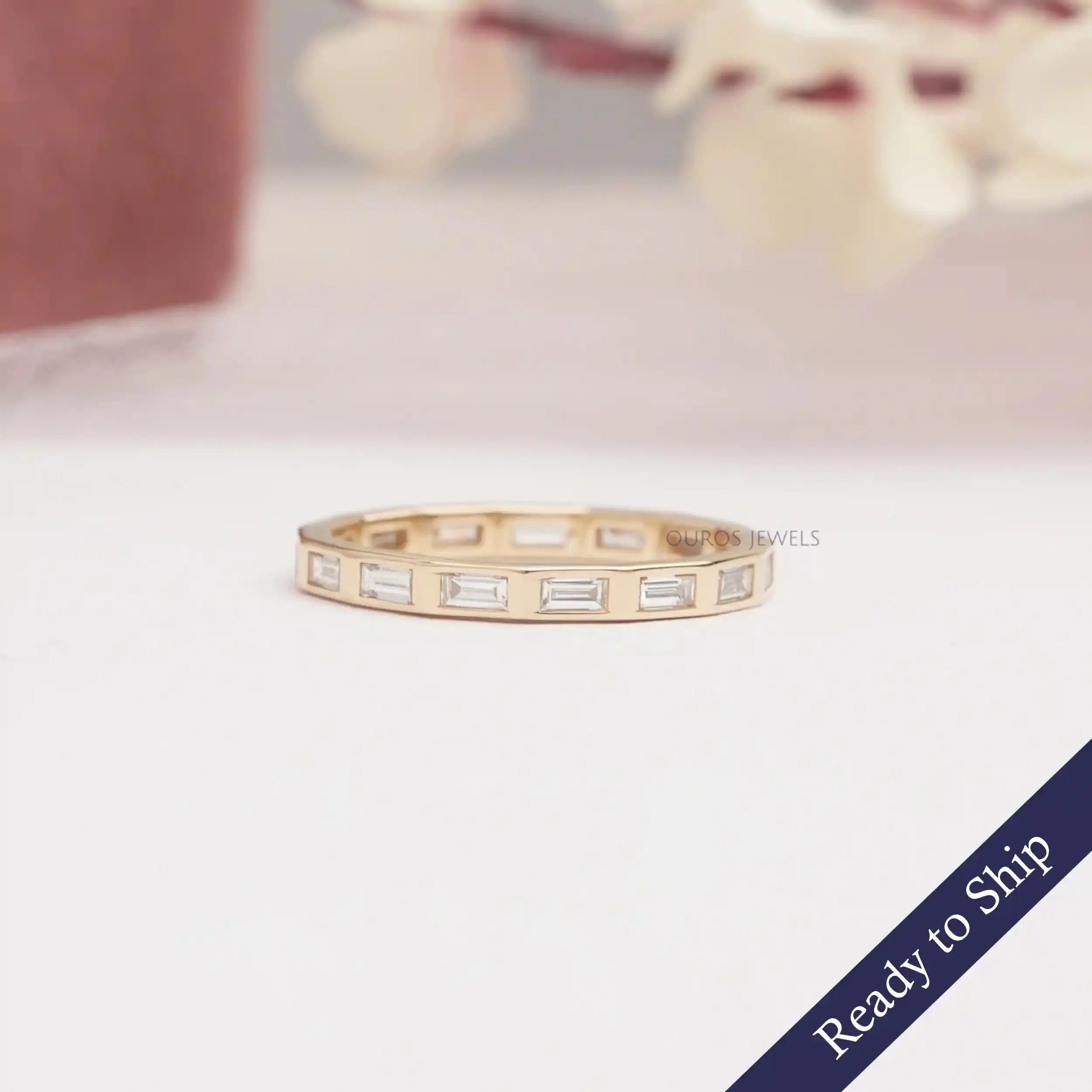 Baguette Cut Flush Set  Eternity Wedding Band