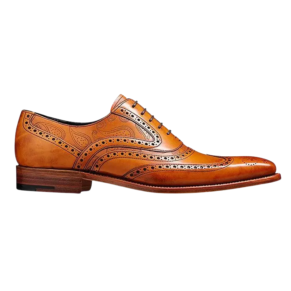 Barker McClean Paisley Brogue Shoes in Tan