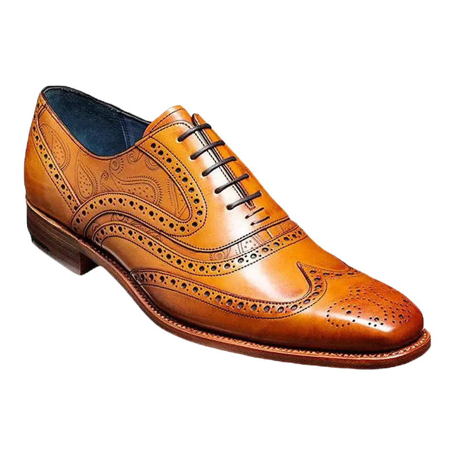 Barker McClean Paisley Brogue Shoes in Tan