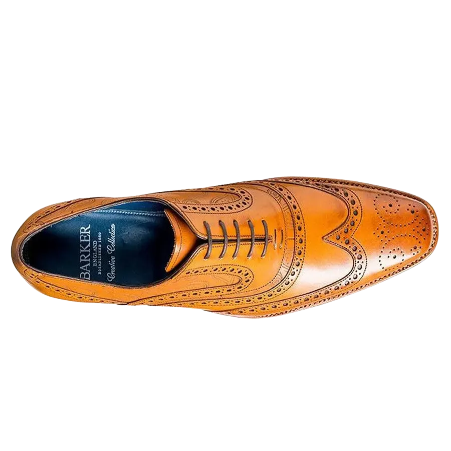 Barker McClean Paisley Brogue Shoes in Tan