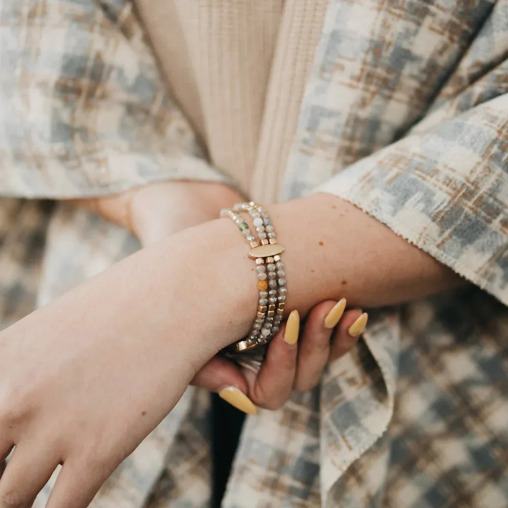 Beaded Tie Bracelet - Gold Accent