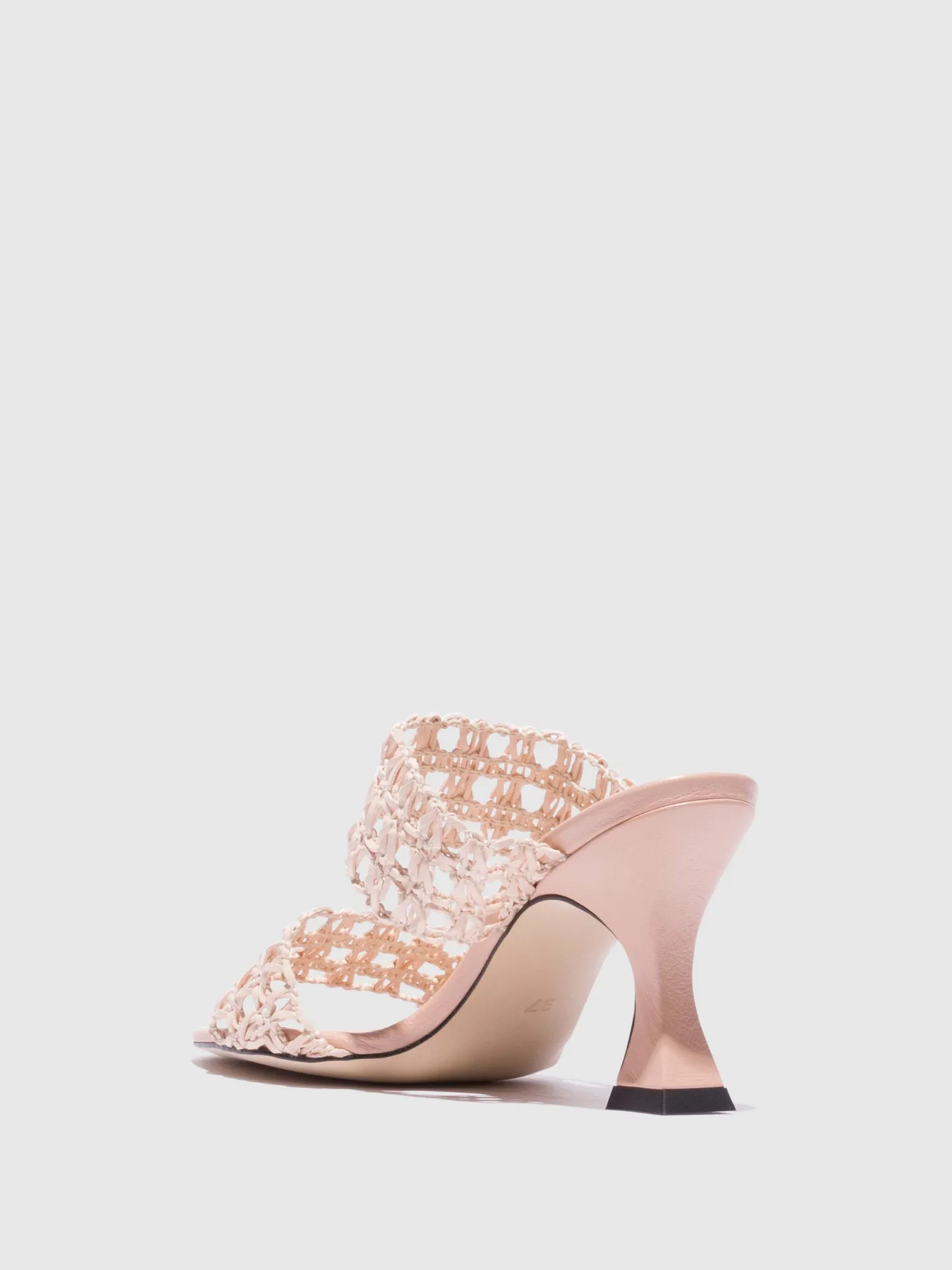 Beige Kitten Heel Mules