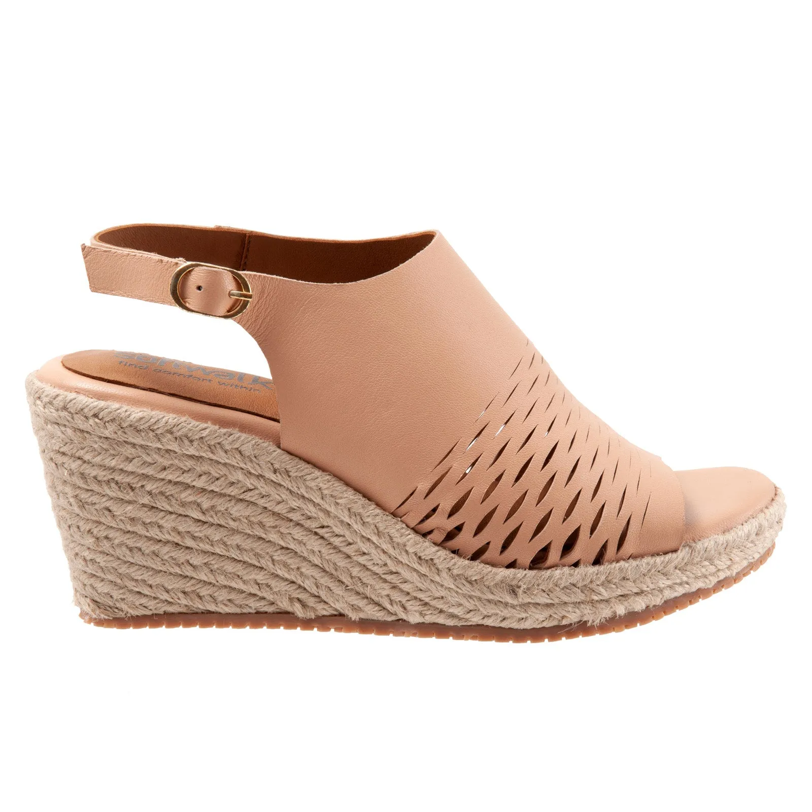 Beige Leather Wedge Sandals for Women by Softwalk