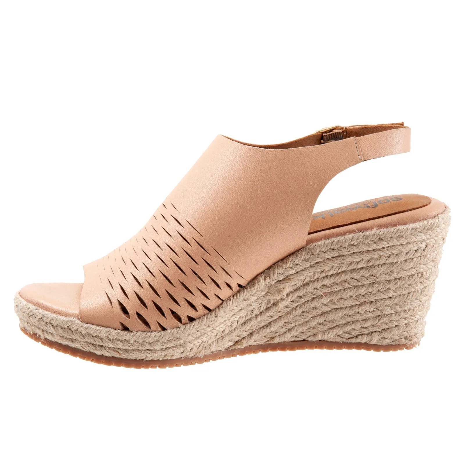 Beige Leather Wedge Sandals for Women by Softwalk