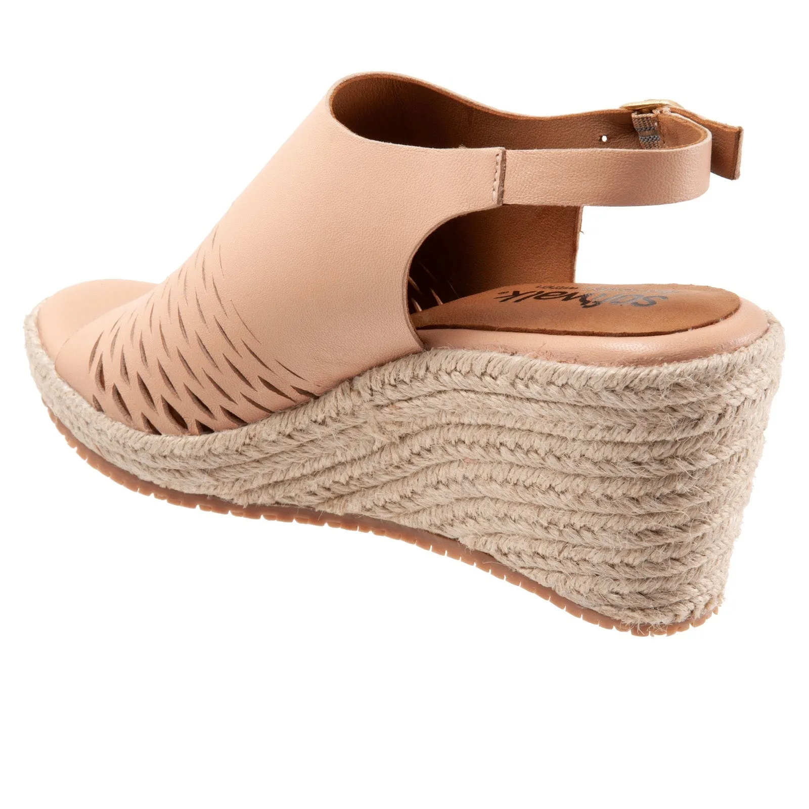 Beige Leather Wedge Sandals for Women by Softwalk