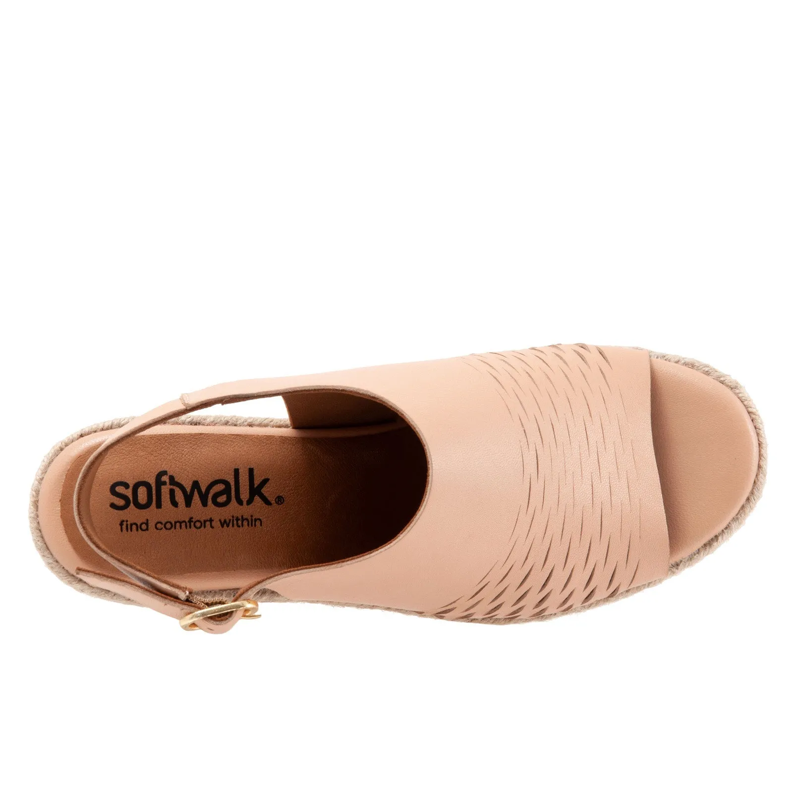 Beige Leather Wedge Sandals for Women by Softwalk