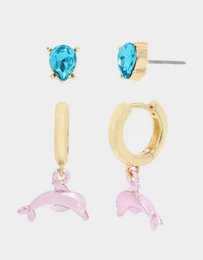 BETSEYS POOL PARTY DOLPHIN SET EARRINGS MULTI