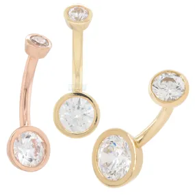 Bezel-Set Navel Curve in Gold with White CZ's