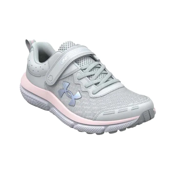 Big Girl Under Armour Assert 10 AC Wide in Halo Gray/Pink Sugar/Iridescent