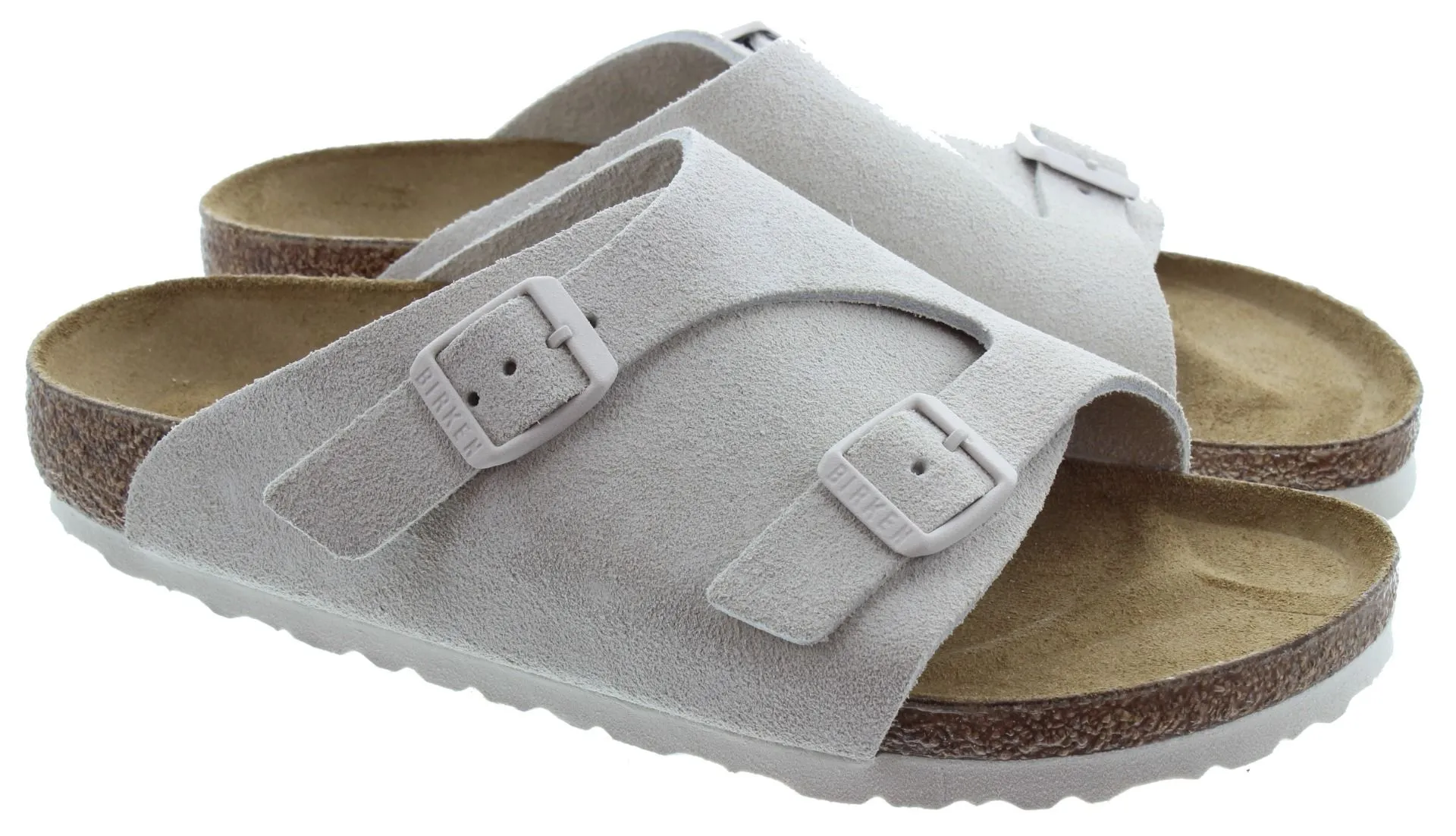 BIRKENSTOCK Ladies Zurich Suede Mules In Antique White