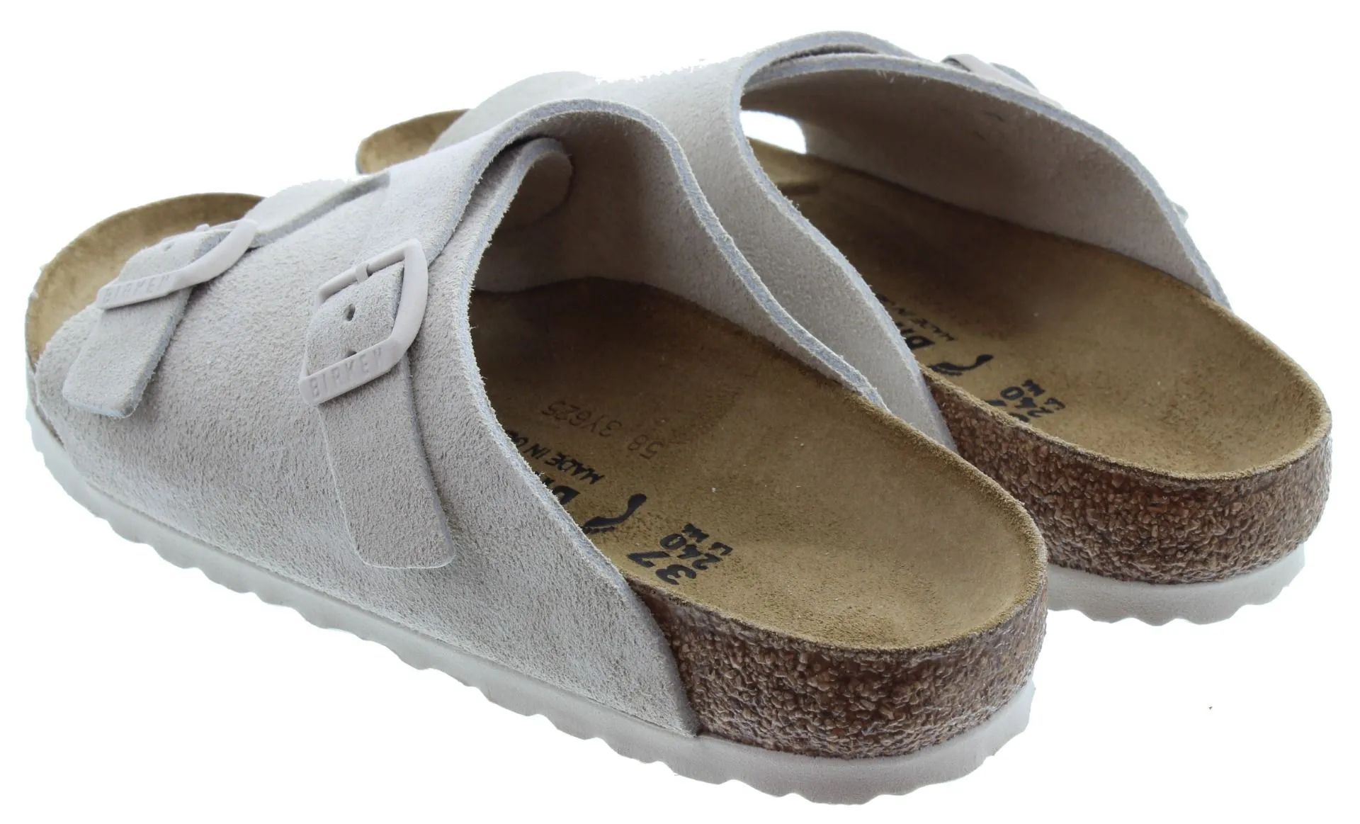 BIRKENSTOCK Ladies Zurich Suede Mules In Antique White